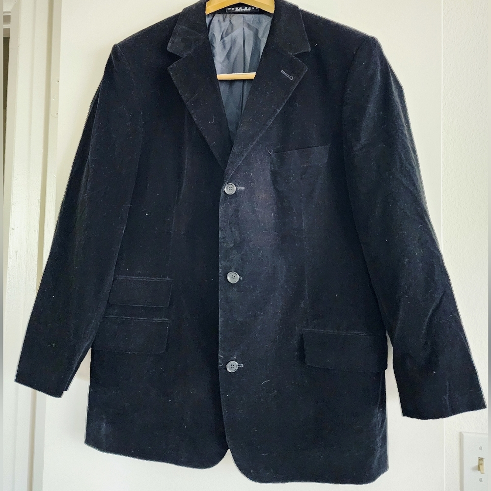 HUGO BOSS | Black Velvet BlazerClassic Black Men's Blazer | XL